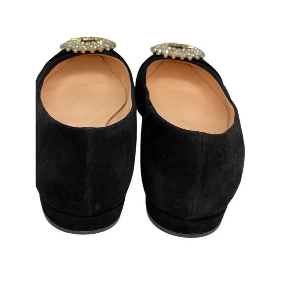 J Crew women’s Pointed toe black suede flats with crystal buckle size 8.5 - Picture 5 of 10